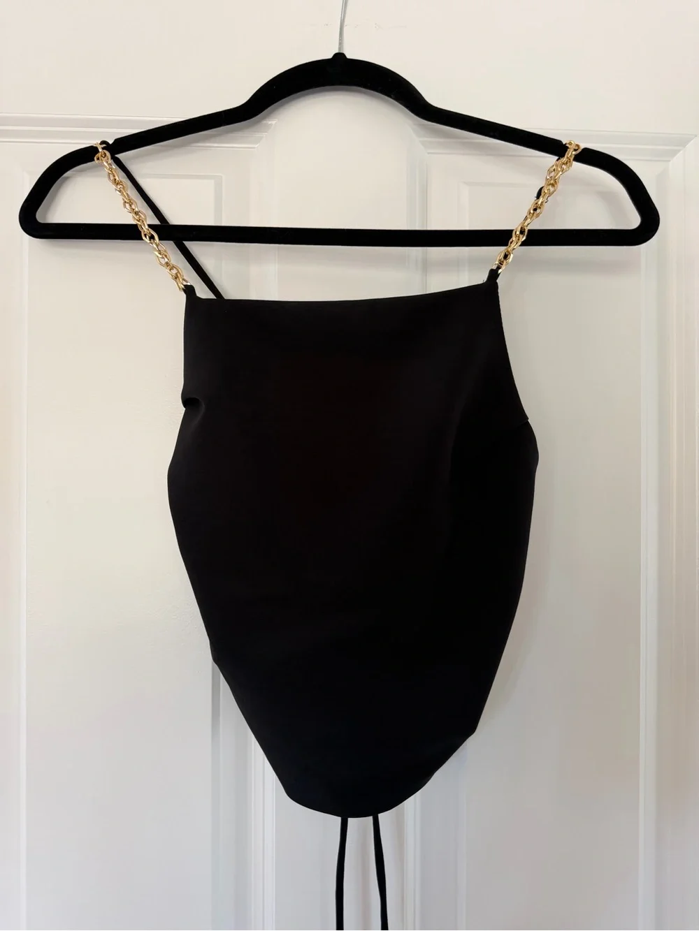 Black Chain-Strap Crop Top